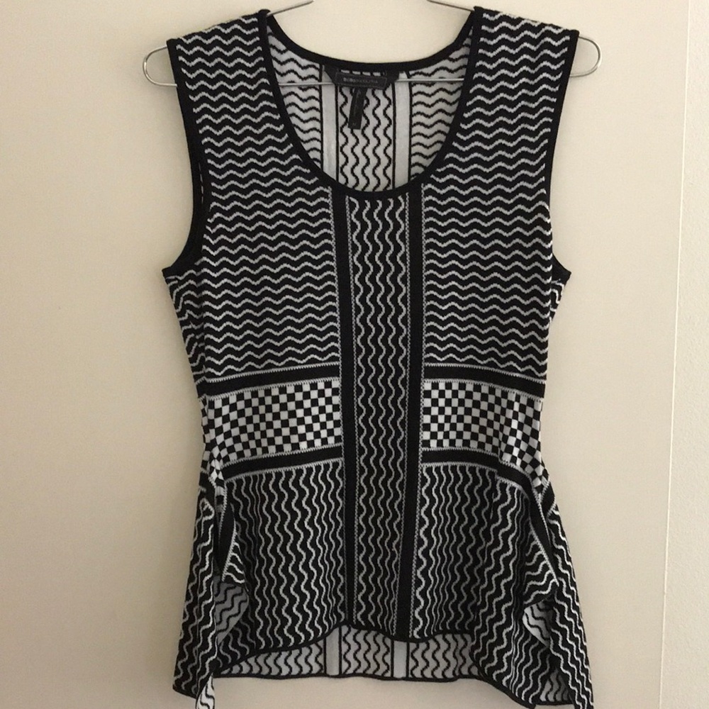 BCBG MAXAZRIA Sleeveless knit peplum top